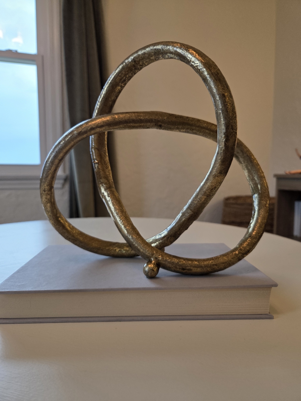Contemporary Gold Loop Table Sculpture - Decorative Home Accent